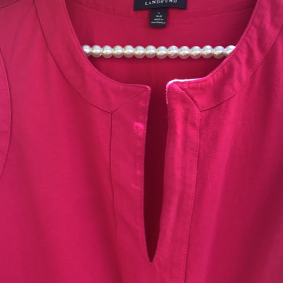Lands End Brand Ladies size L 14-16 Magenta Pink Cotton Sheath Sleeveless Dress - Picture 5 of 12
